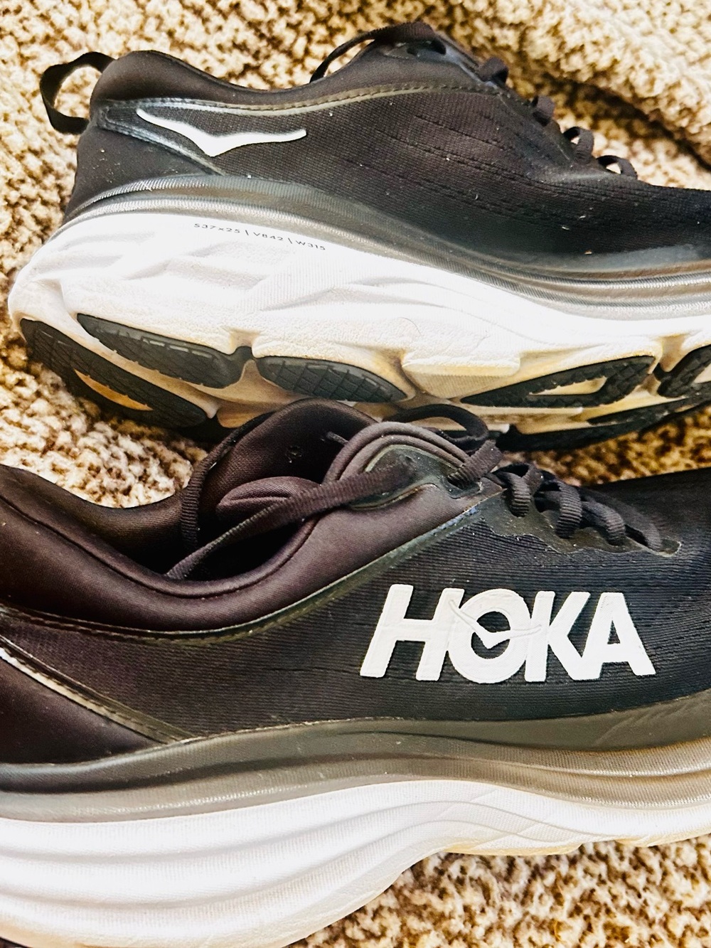 Hoka One One Men's Black and White Athletic Running Shoes